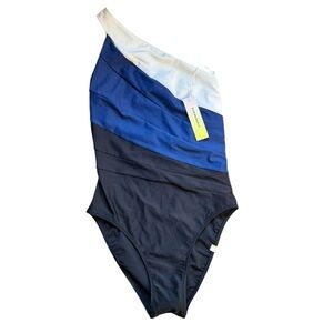 Summersalt The Sidestroke One Piece Swimsuit Womens 2 Blue Bathing Suit I12